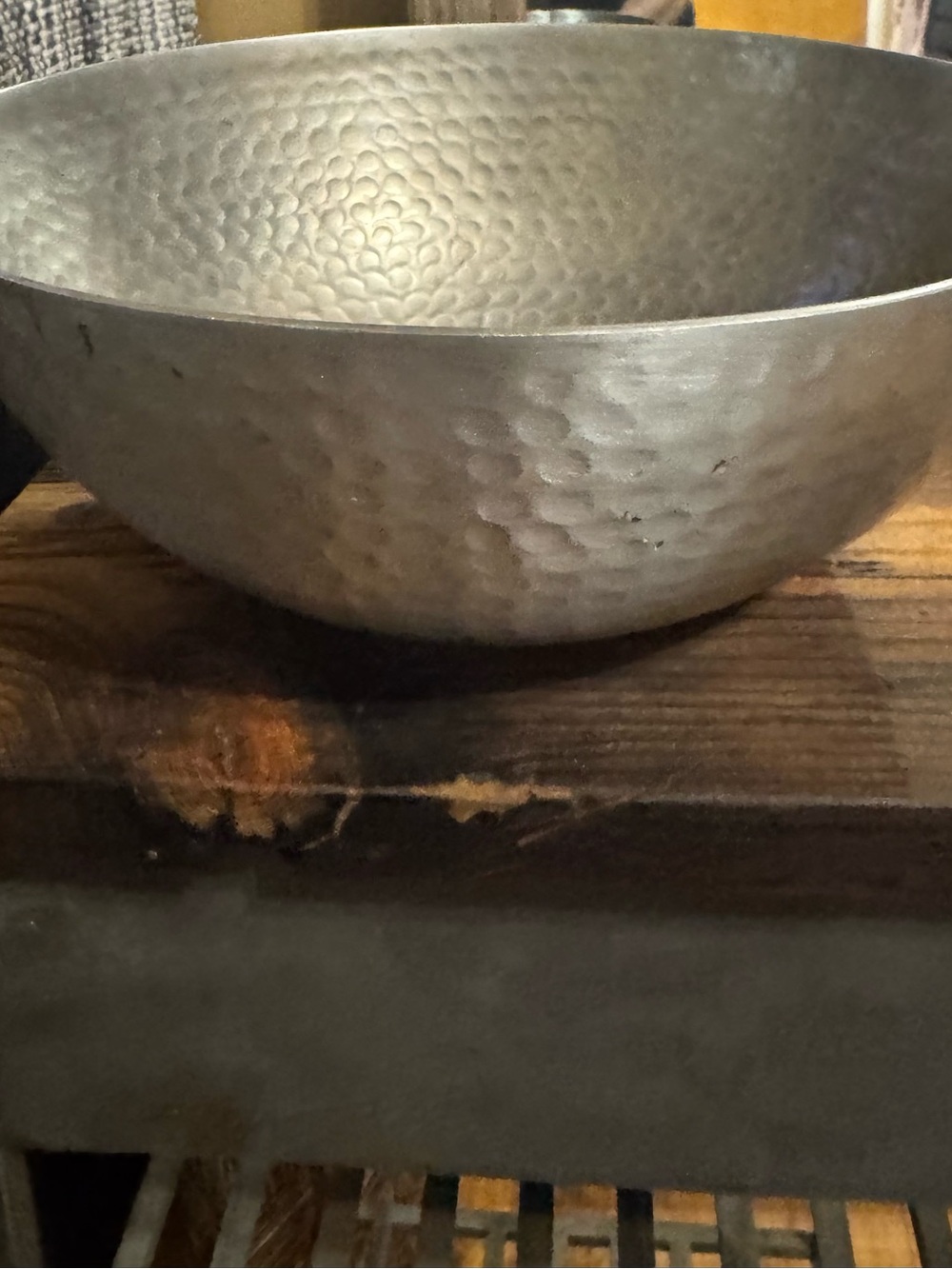 Threshold Hammered Metal Serving Bowl in Silver Finish